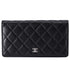 CHANEL Matelasse Long Bifold Wallet Black Lambskin Leather